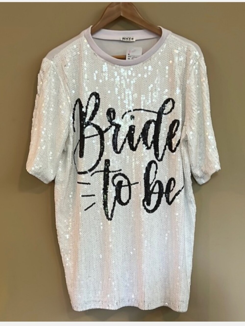 Bride To Be Sequin Tunic Dress - White